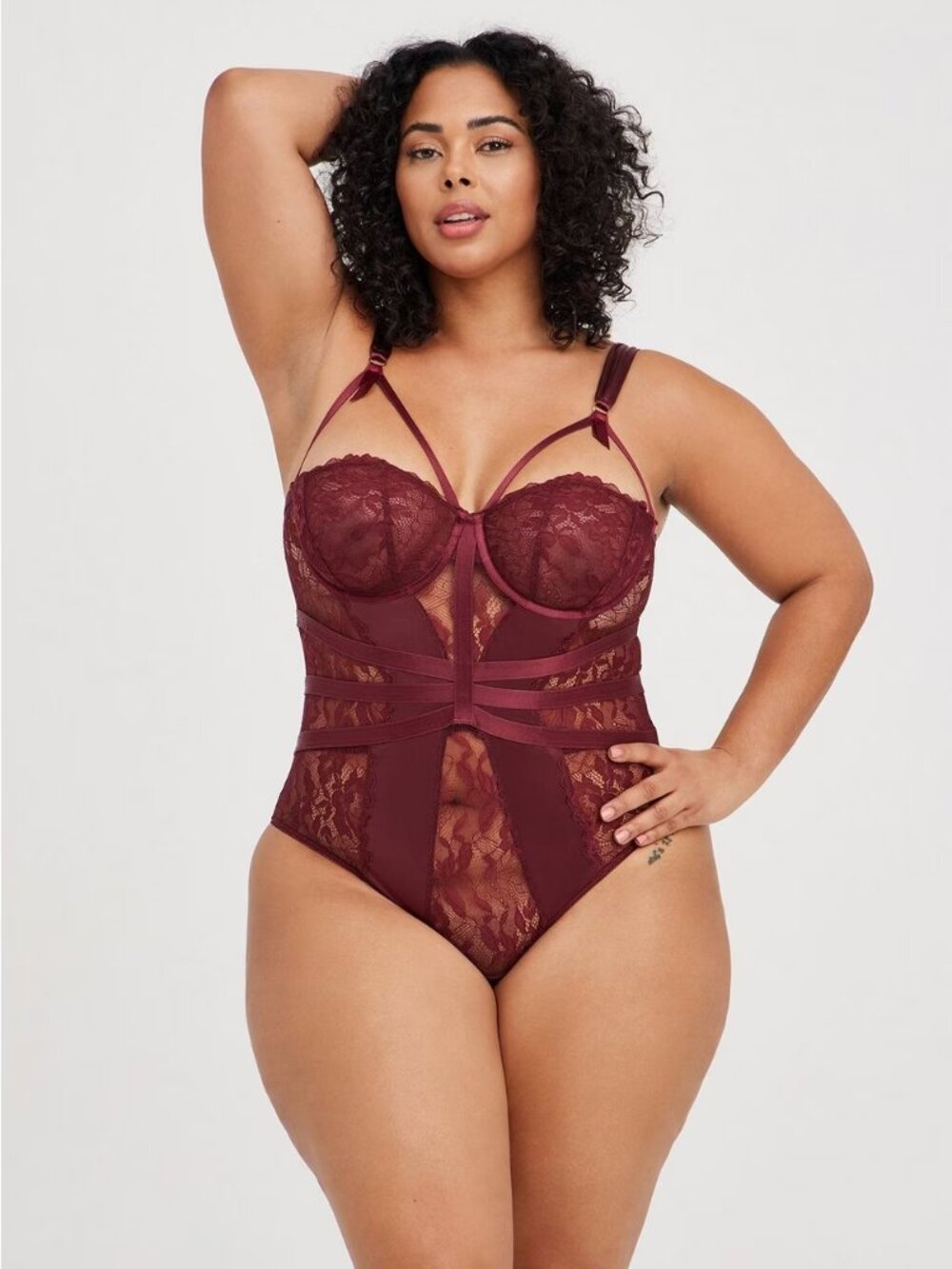 Torrid Satin Cami with Lace Satin Bodysuit in Burgundy Size 4X NWT